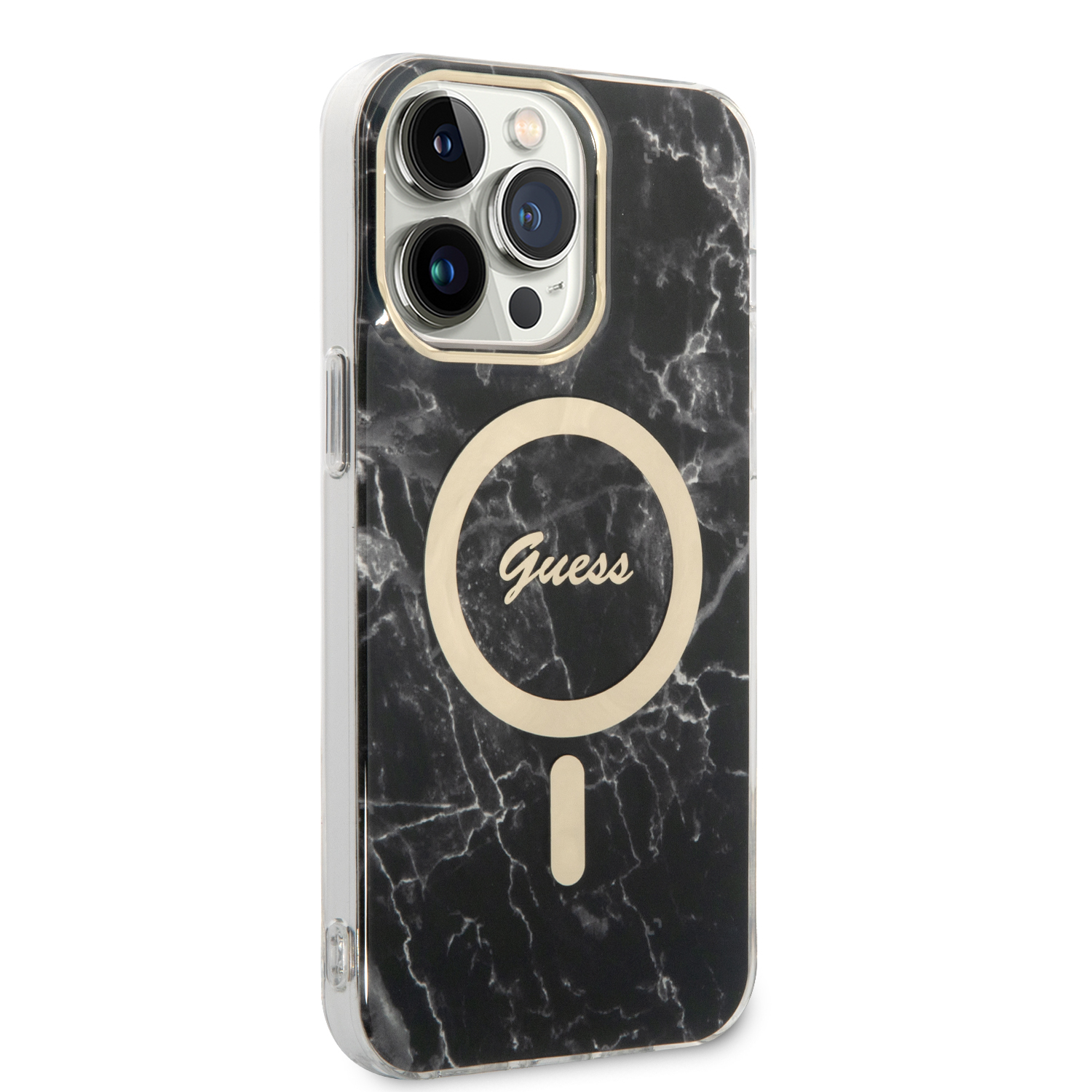 2in1 Bundle iPhone 14 Pro Max MagSafe Hardcase Hülle Marble   MagSafe USB-C Charger (GUBPP14XHMEACSK) - Schwarz
