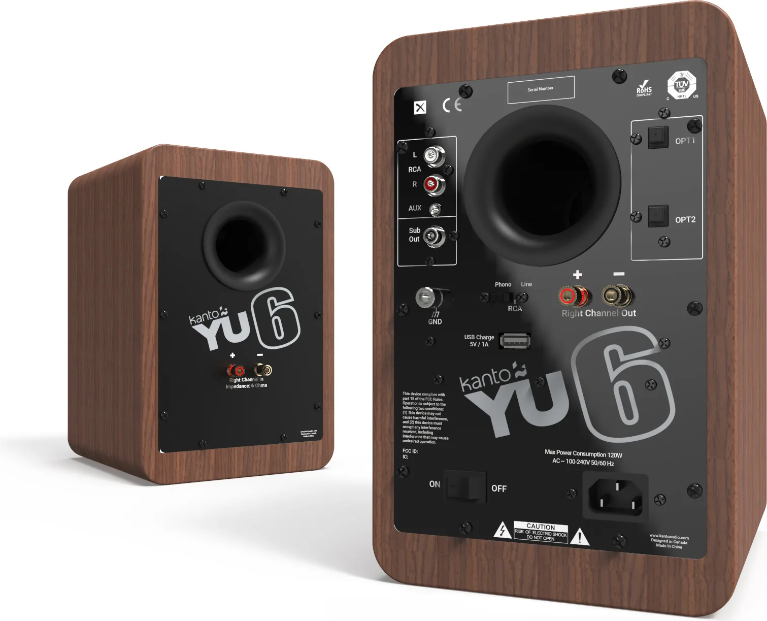 Kanto YU6 Noyer (la paire) Enceintes sans fil hi-fi