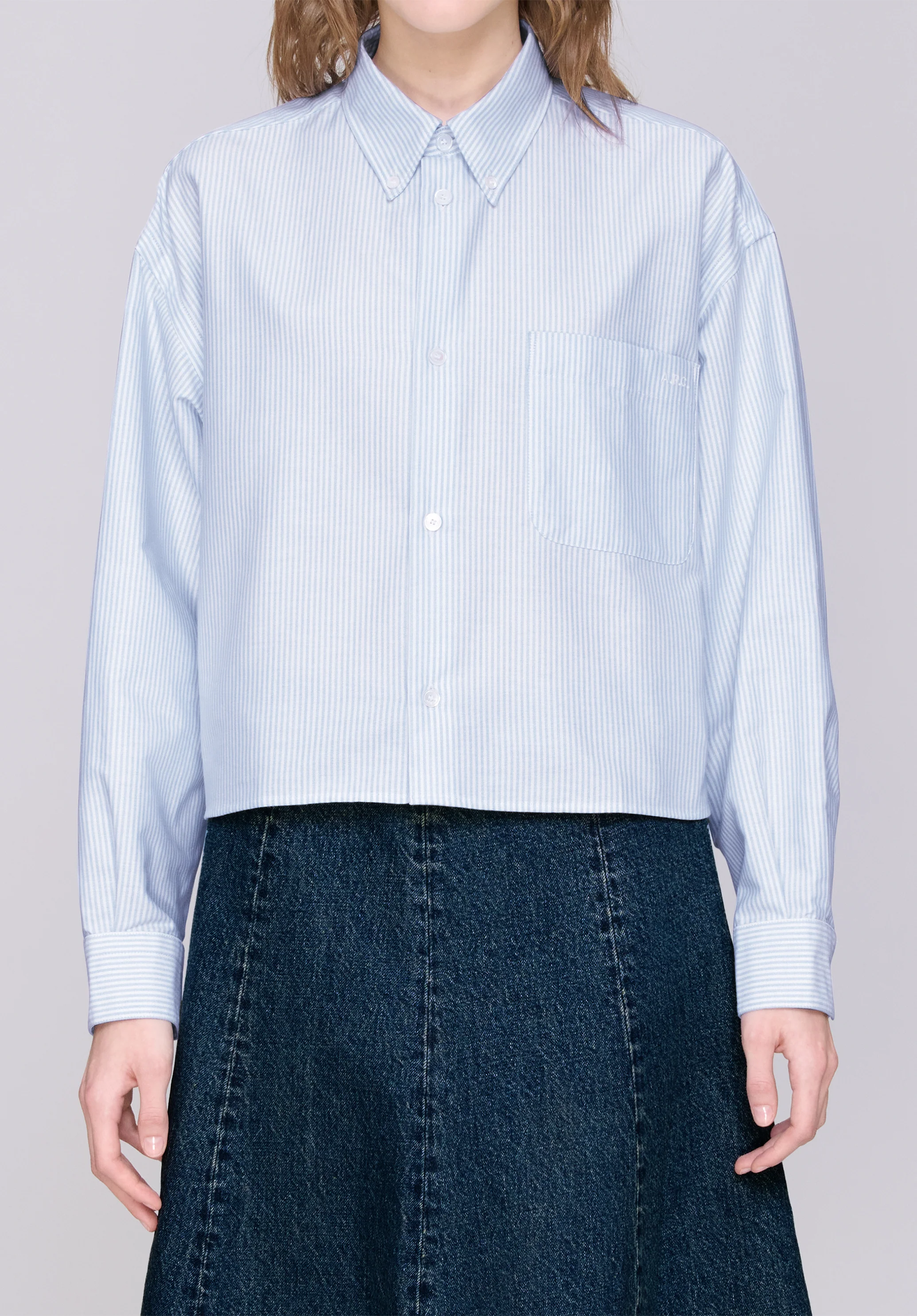 chemise sophia button down logo - Bleu