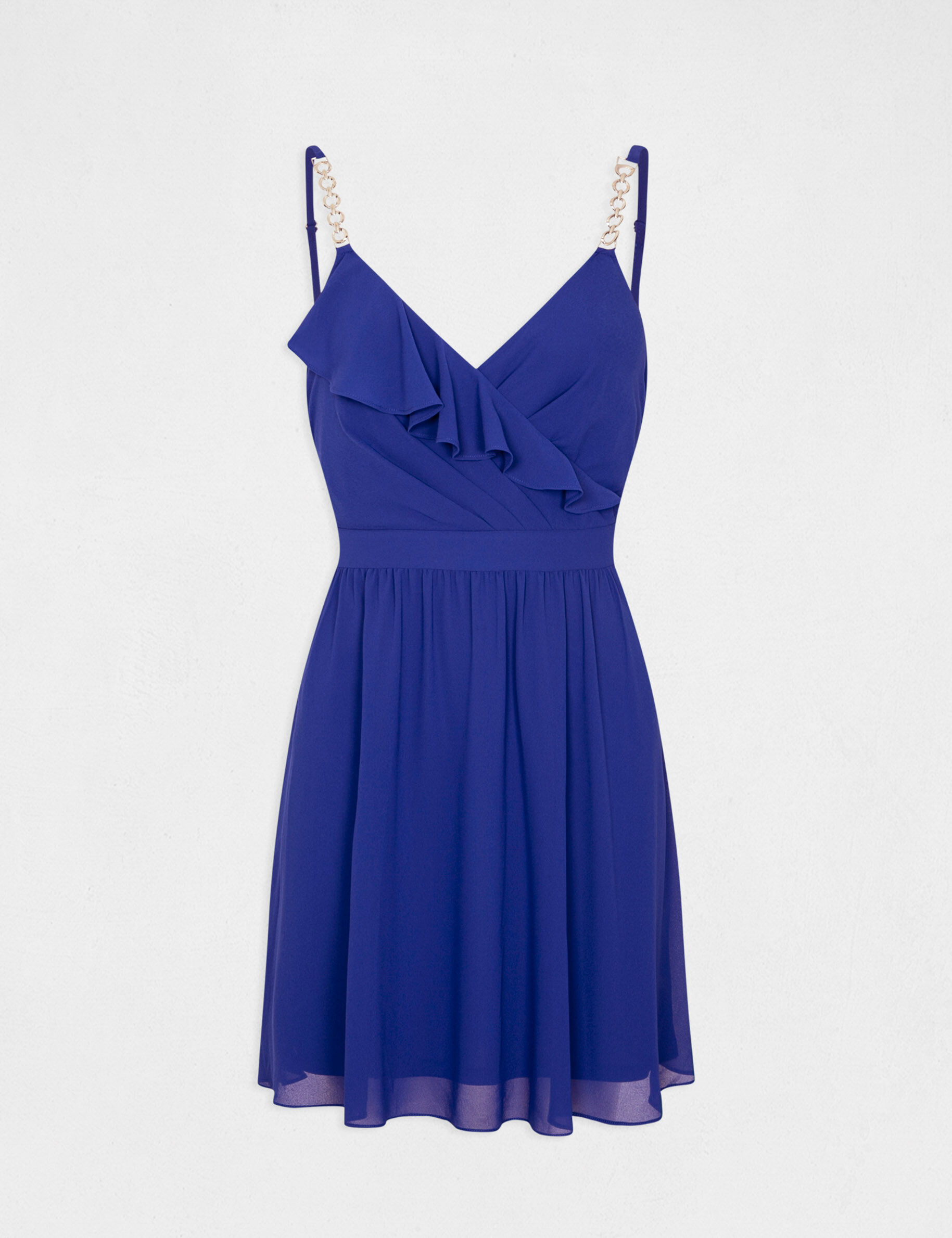 Robe patineuse avec col cache-coeur bleu electrique femme - bleu_electrique