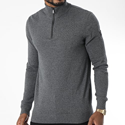 Pull Col Montant Zippé Gentle Up 02V353M Gris Chiné