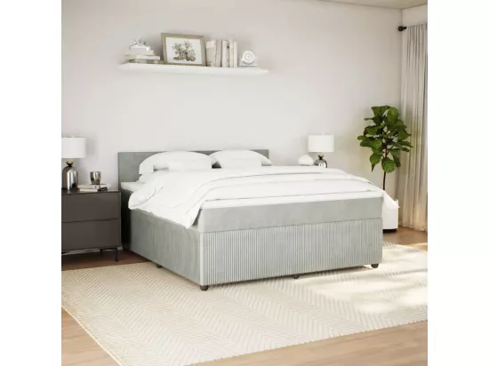 Sommier à lattes de lit et matelas Gris clair 180x200cm Velours