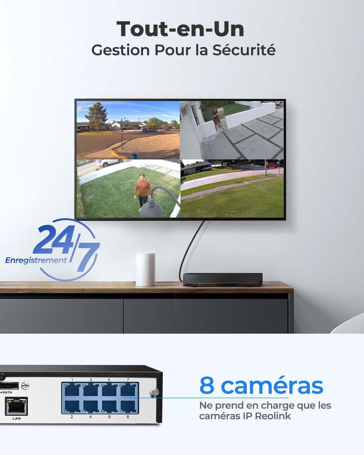 Reolink 4K PoE NVR 8 Canaux Caméra de Sécurité à Domicile