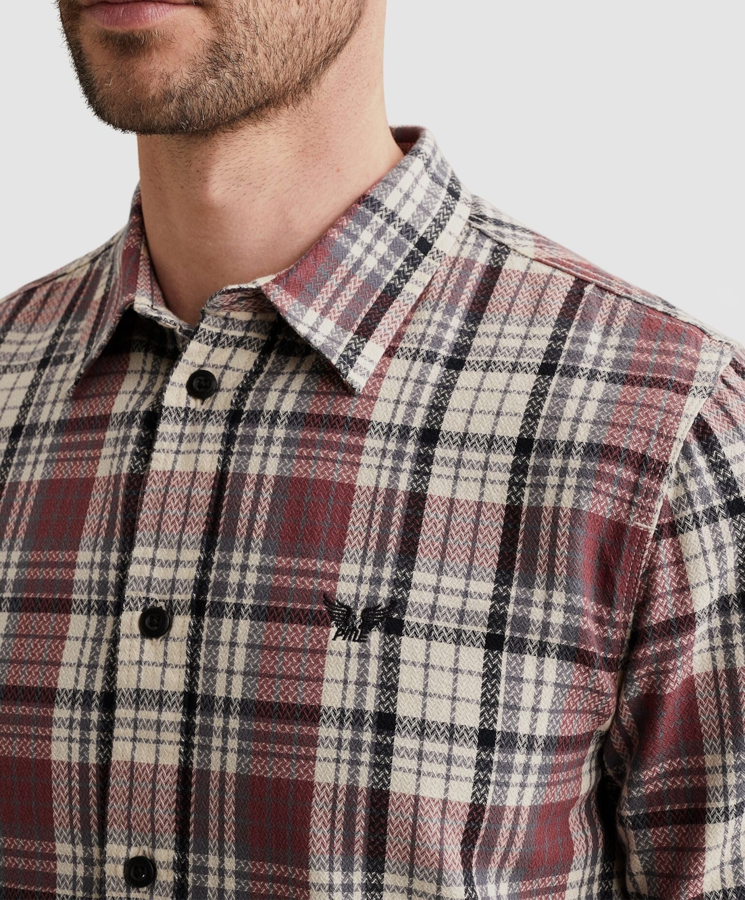 PME Legend Heren overhemd lange mouw bordeaux