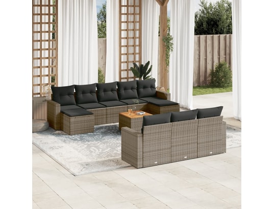 LES TENDANCES - Salon extérieur Salon de jardin-gris-10 places-55x62x69-452375