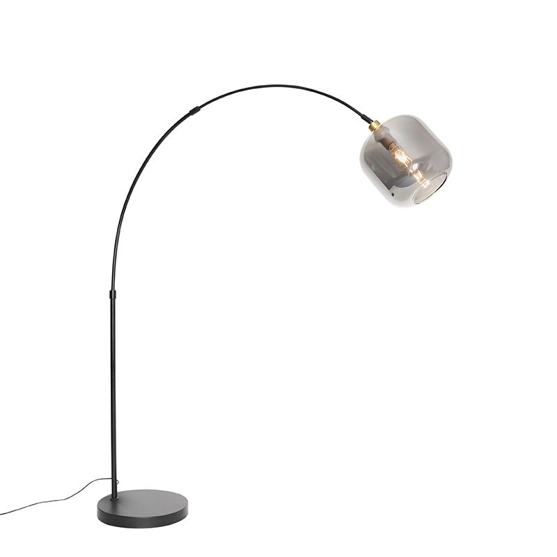 Booglamp zwart met goud met smoke glas - Zuzanna