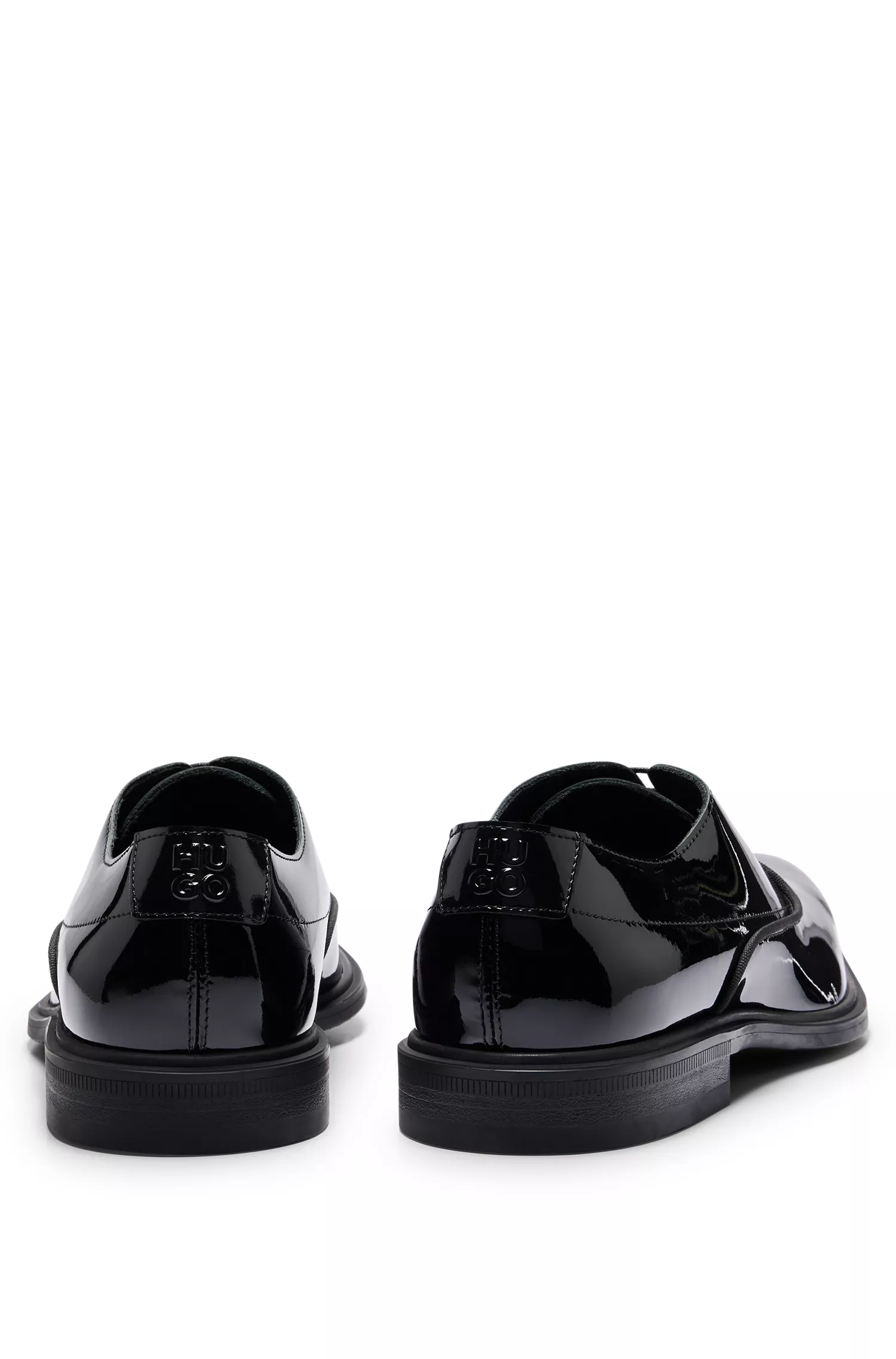 Sapatos Oxford HUGO em verniz vermelho com logotipo empilhado