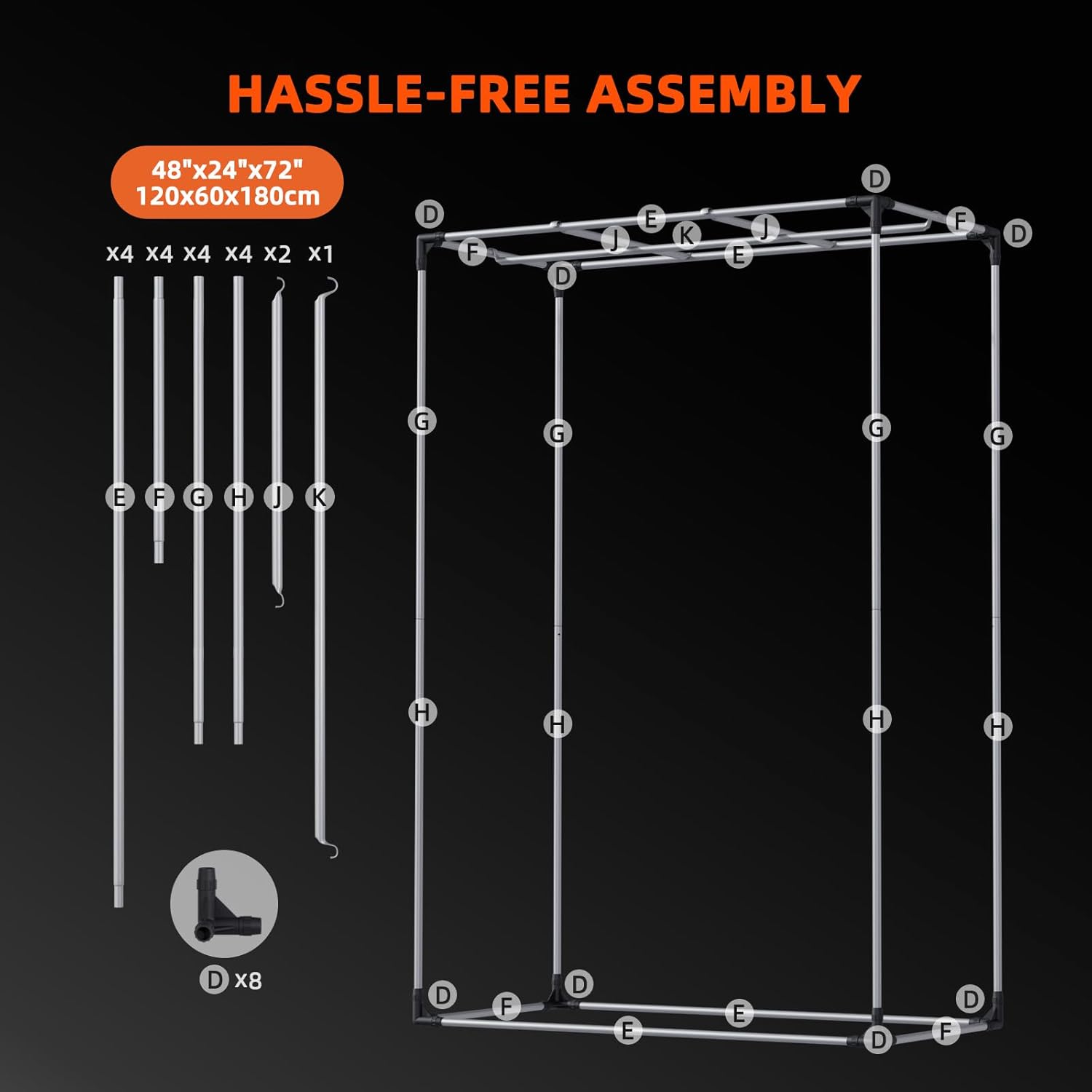 Spider Farmer Growzelt 120x60x180 cm für Indoor Lichtdicht und Wasserdicht Anbauzelt Grow Tent Growschrank für Homegrowing Pflanzenzucht Gewächshaus Indoor Zuchtzelt für SF2000