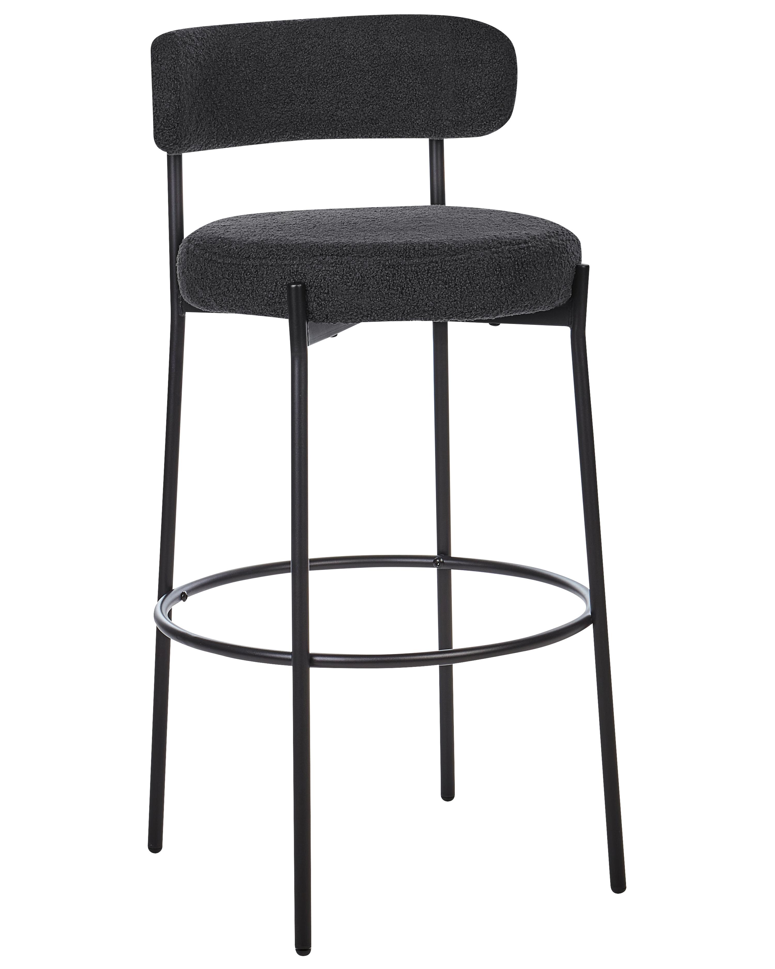 Set van 2 barstoelen ALLISON Bouclé Zwart