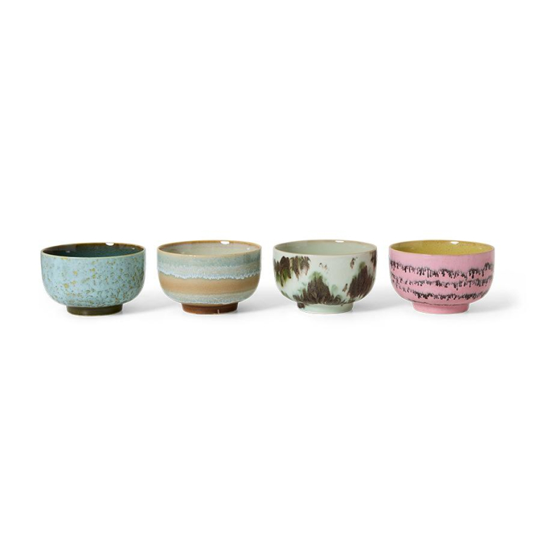 HKliving 70's Ceramic noodle schaal Ø13.5 set van 4 groovy