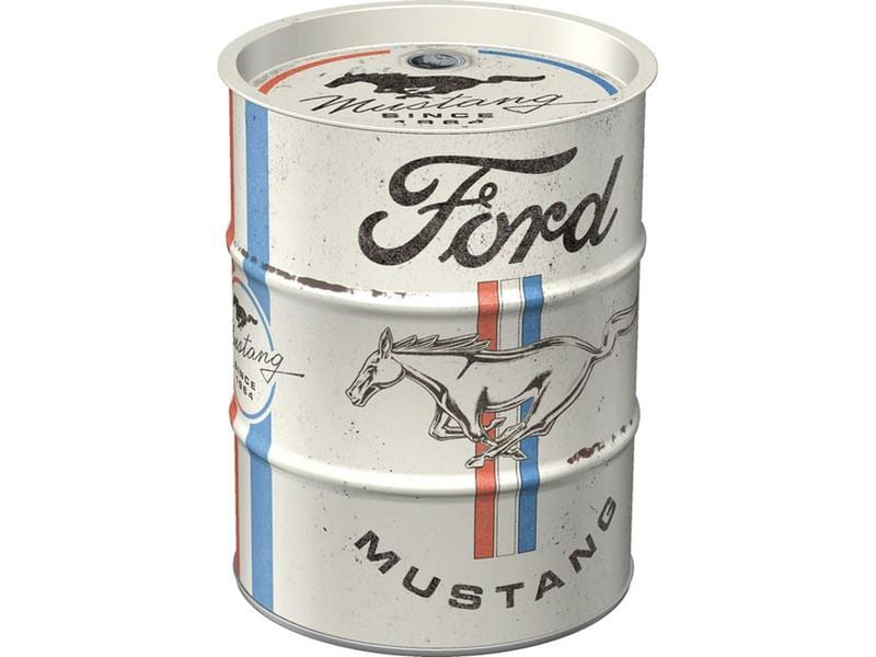 Nostalgic Art Spardose Ford Mustang Fahrzeug Sparkasse in Ölfass-Form