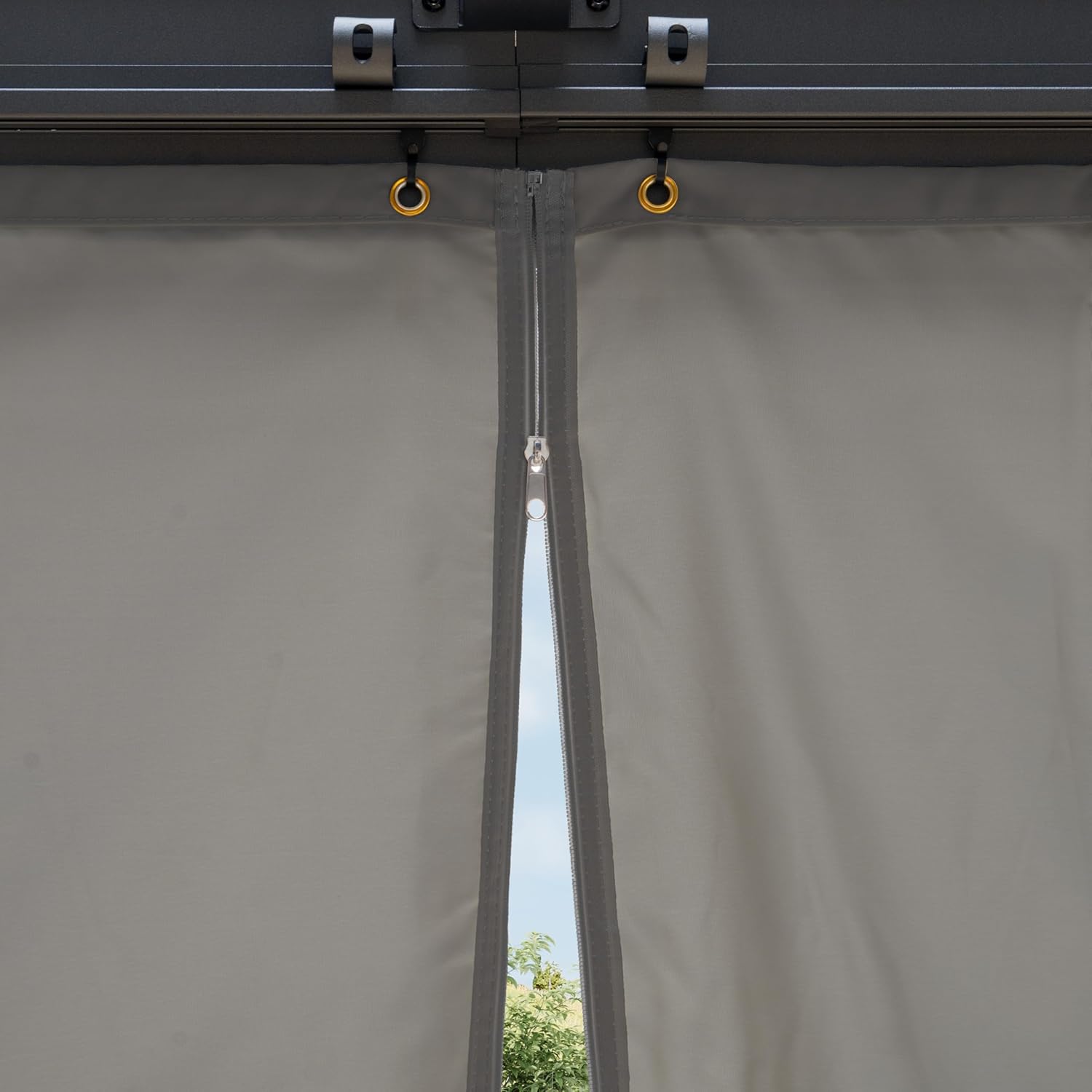 PRIMEYARD Gartenpavillon 3x3 m mit Polycarbonatdach - Hardtop Pavillon mit 4 Seitenteilen in Grau