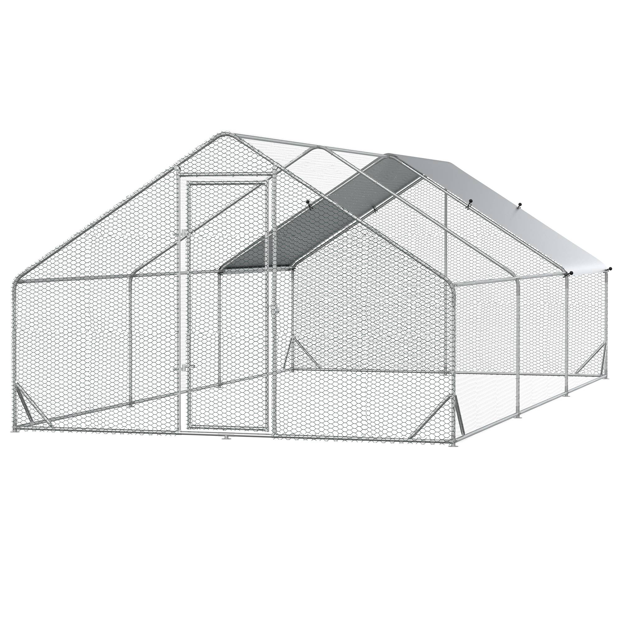 PawHut Hühnerstall mit Plane bunt 300L x 600B x 200H cm