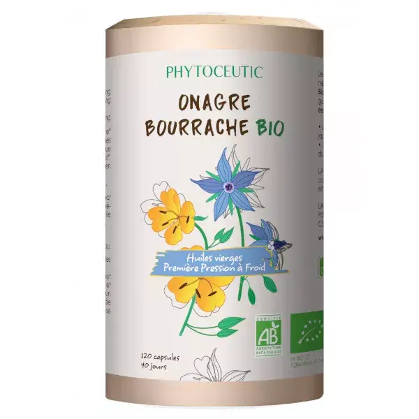Óleo Duo Orgânico de Prímula e Borragem da Phytoceutic - 120 cápsulas