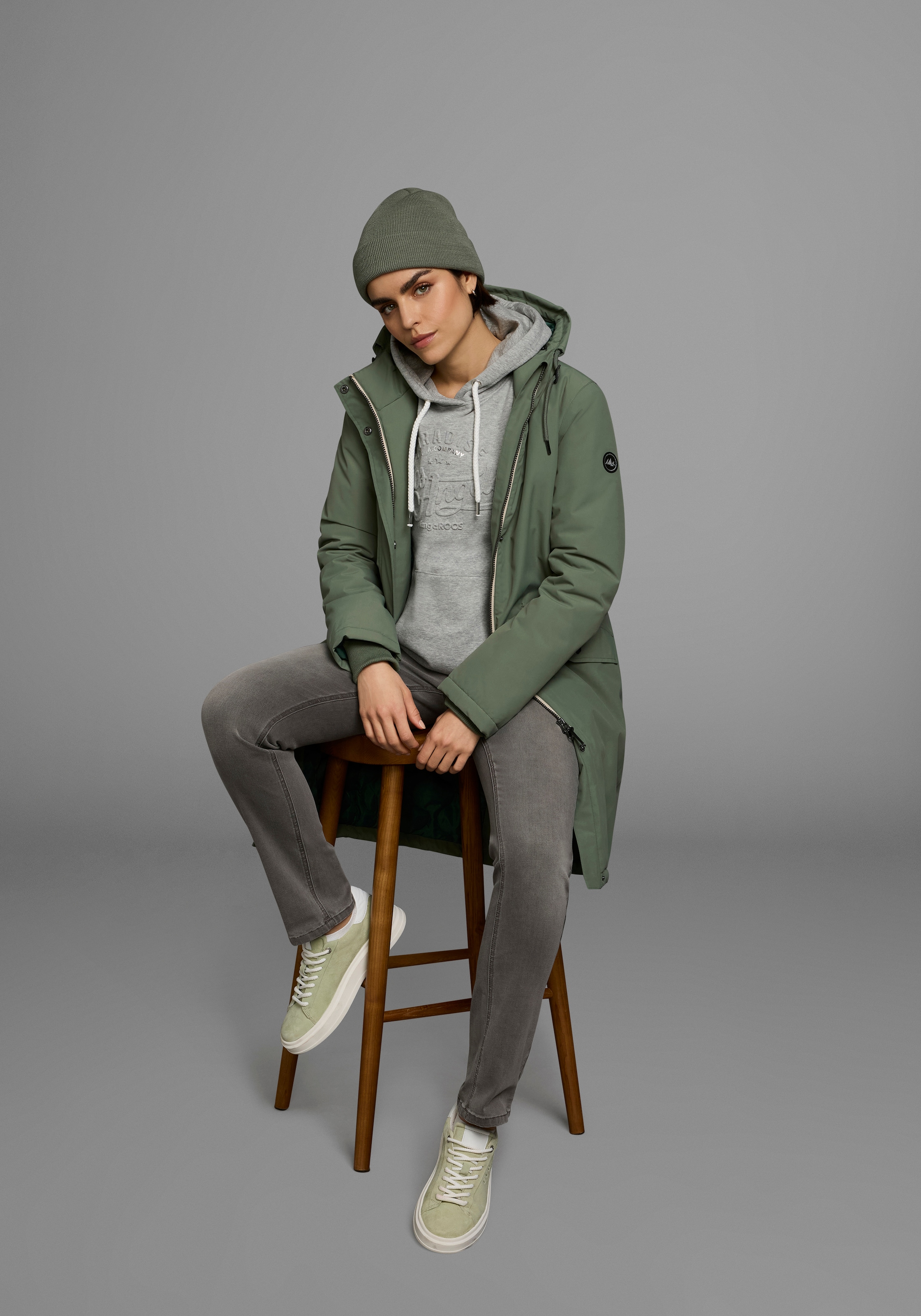 Polarino Parka mit Kapuze Atmungsaktiv, winddicht, wasserdicht, Im Oversize Look, weite Form