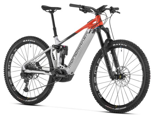 VTT Électrique Tout-Suspendu Mondraker Crafty R Sram GX/NX Eagle 12V 750 Wh 29'' Argent Rouge Flame 2024
