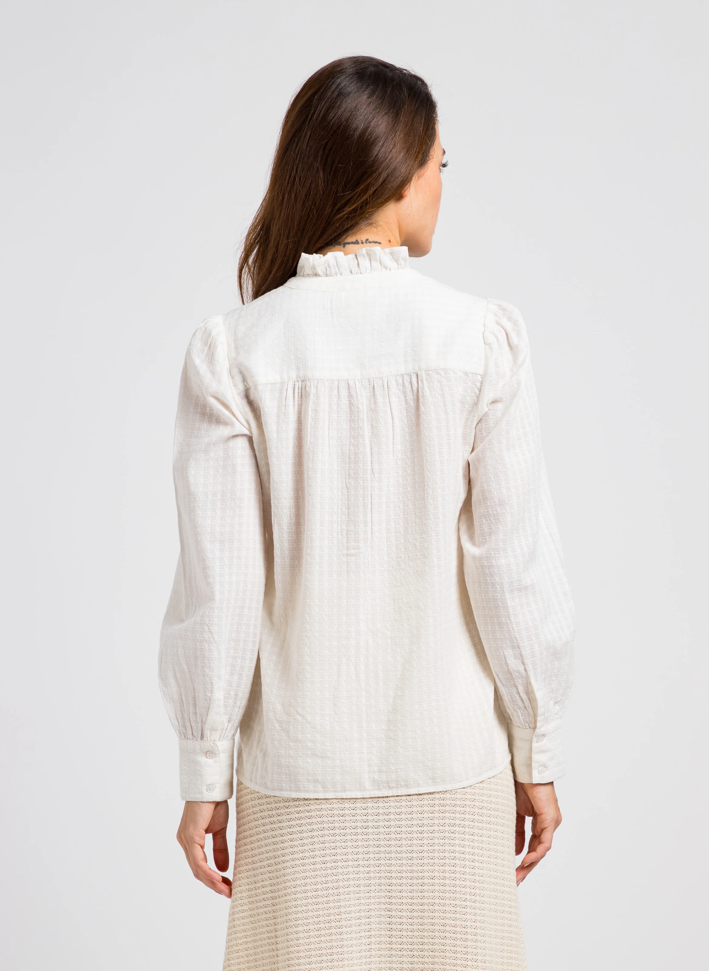 TABATHA - Chemise à carreaux en coton | Blanc
