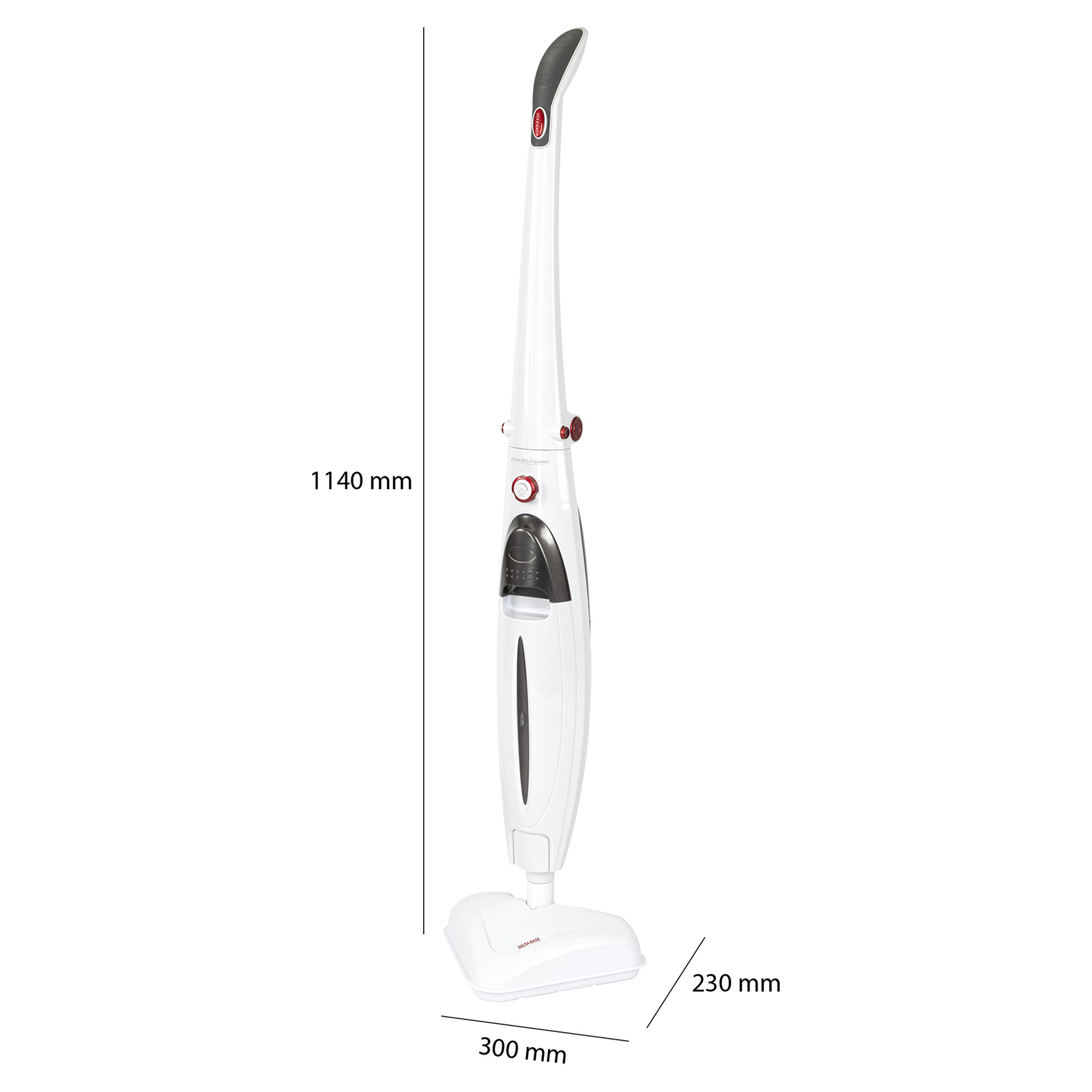 PROFICARE 2in1 Dampfmop - anthrazit-weiß - 180° Delta-Fuß