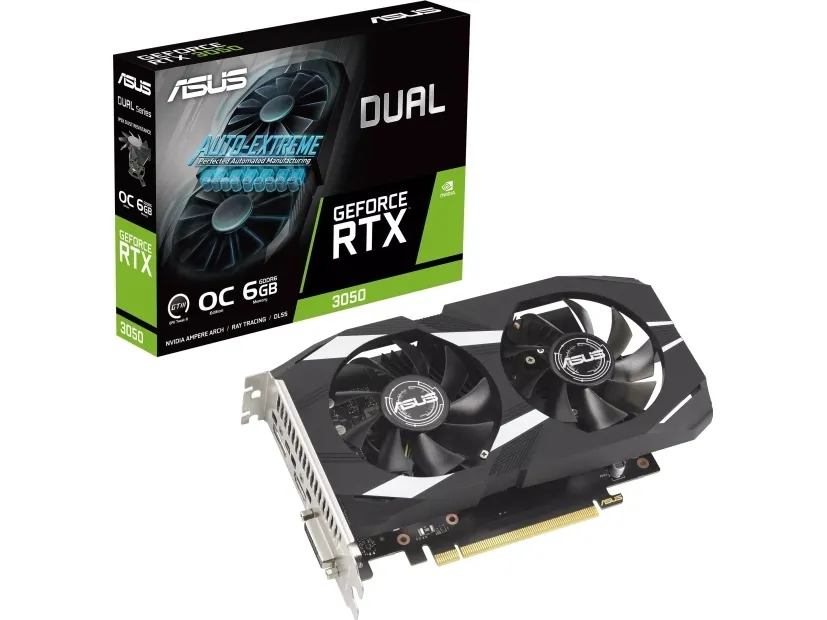 ASUS Dual GeForce RTX 3050 6GB - OC Edition - grafikkort - GF RTX 3050 - 6 GB GDDR6 - PCIe 4.0 - DVI, HDMI, DisplayPort