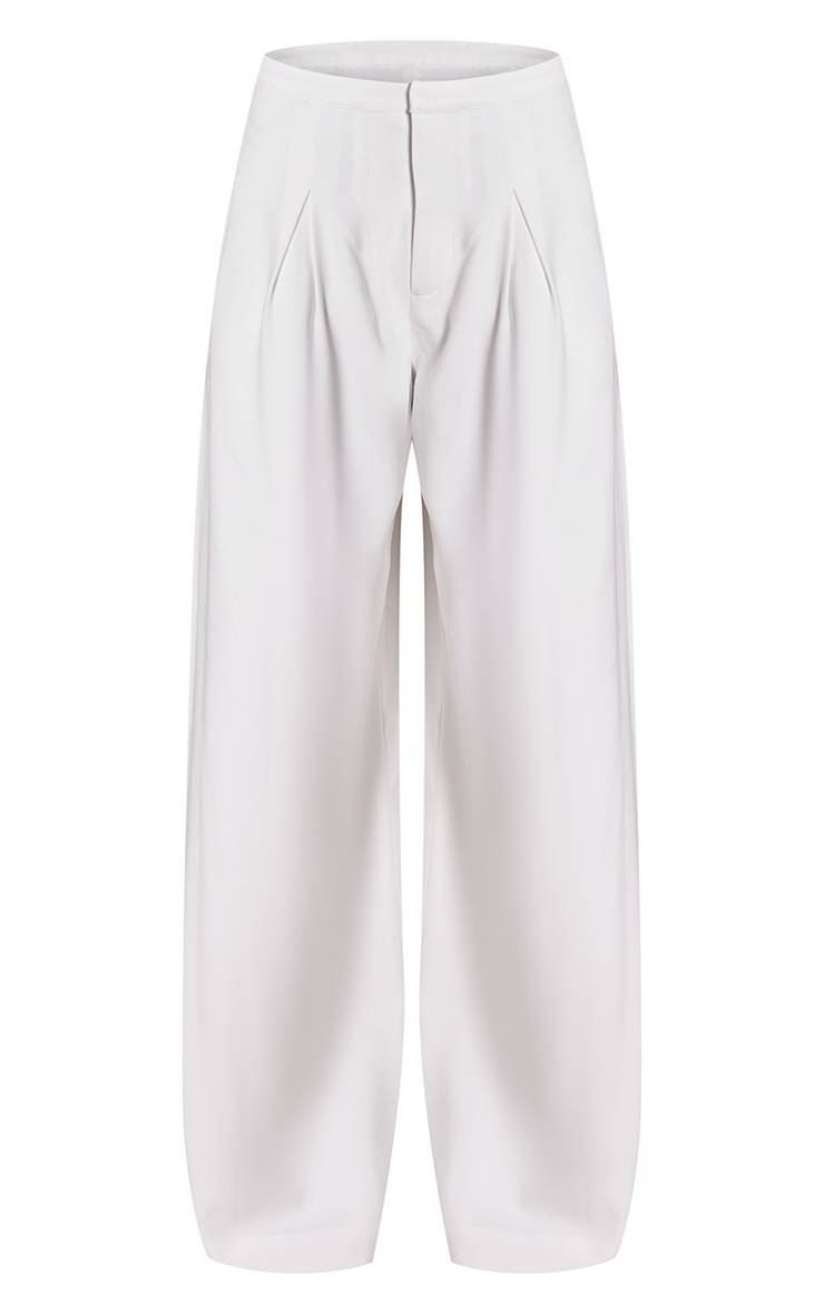 Blanc Pantalon Large À Plis En Tissu Tissé Premium