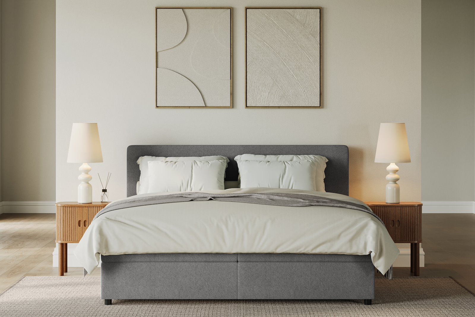 Premium 10 oppbevaringsseng 140x200 cm Magasinseng med oppbevaring, åpnes fra siden. I tekstil terranova 4 beige, med fast fasthetsgrad og premium 10 overmadrass,sorte ben. Sengegavl selges separat.