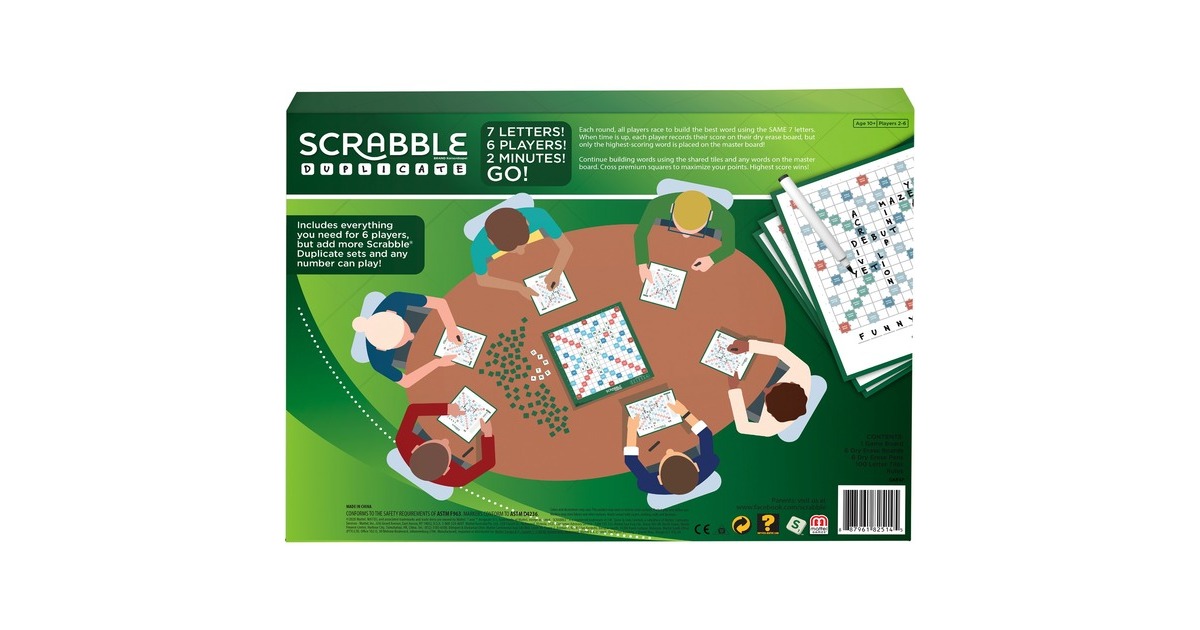 MattelScrabble Duplicate Bordspel  (Meertalig, 2 - 6 spelers, Vanaf 10 jaar)