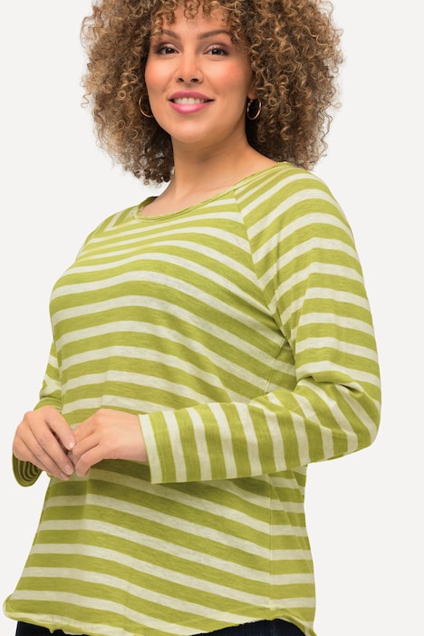Shirt, Ringel, Classic, offenkantig, Rundhals, Langarm
