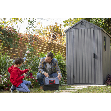 Keter tuinhuis Darwin 46 woodlook greyish kunststof 130 x 192 x 198 cm