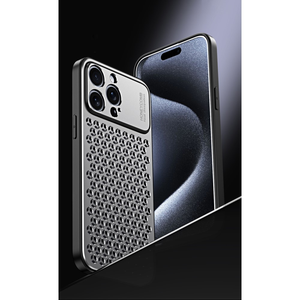 iPhone 15 Hybrid Hardcase Hülle im Mac Pro Design mit Kameraschutz - Grau