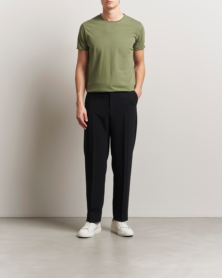 Filippa K Roll Neck Crew Neck T-Shirt Faded Green