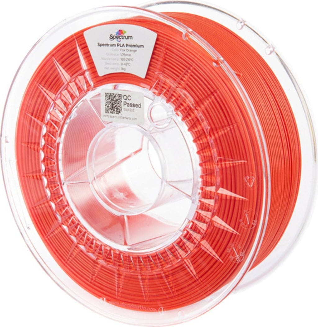 Spectrum  PLA Premium Fox Orange, 1,75 mm / 1000 g    Verzugsfreies PLA in guter Qualität
