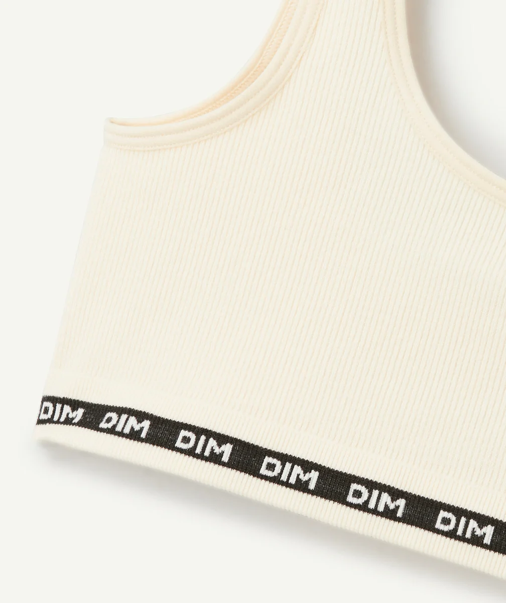 DIMbrassière côtelée fille beige avec élastique noir