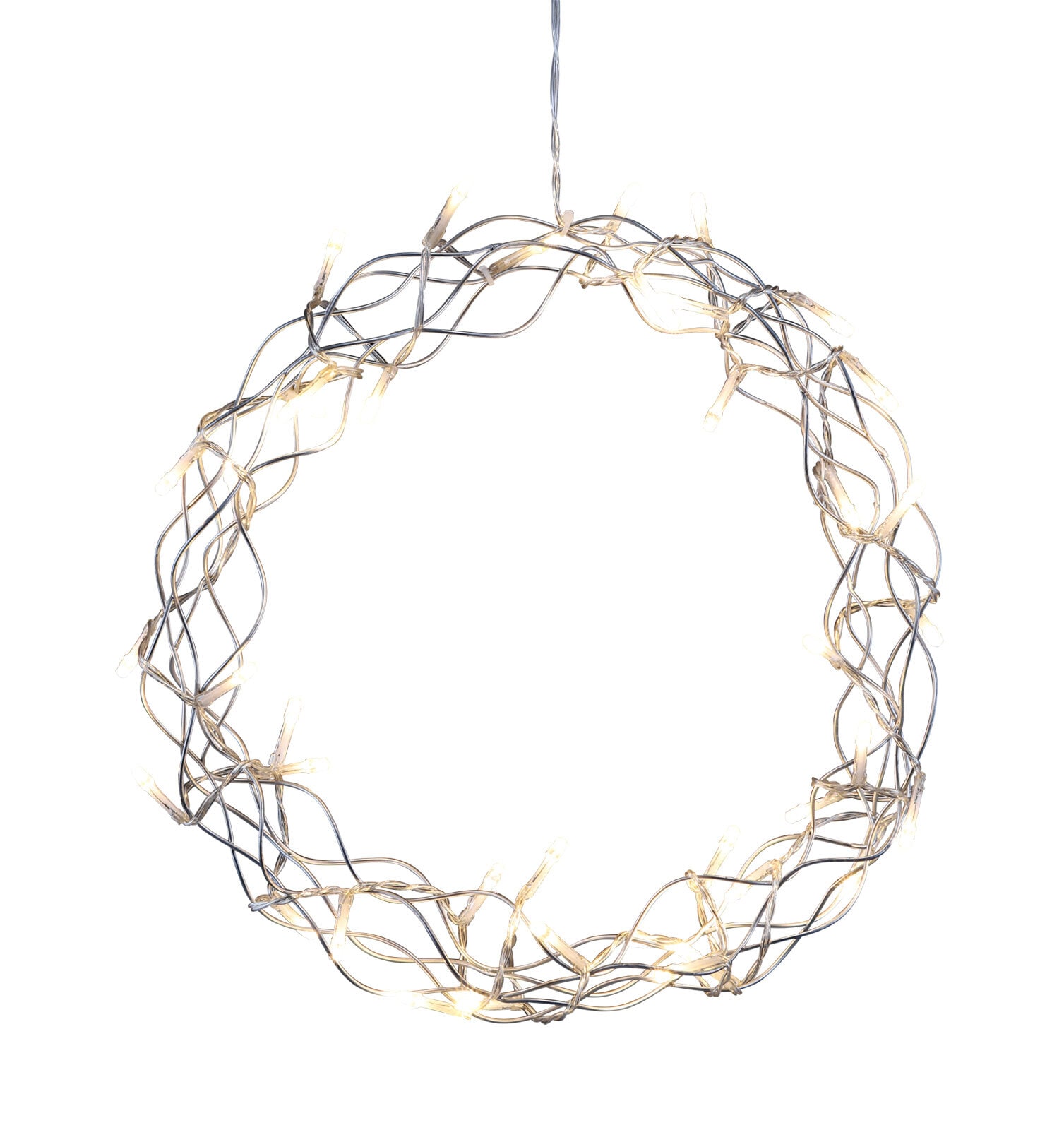 LED Lichtobjekt Kranz silberfarbig 30cm 40LEDs warmweiß batteriebetrieb Metall Weihnachten
