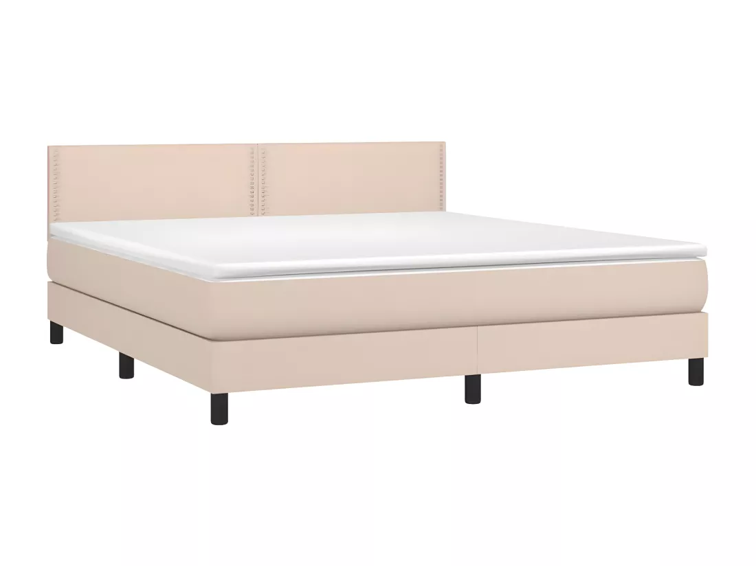 Sommier tapissier matelas LED Cappuccino 180x200 cm Similicuir