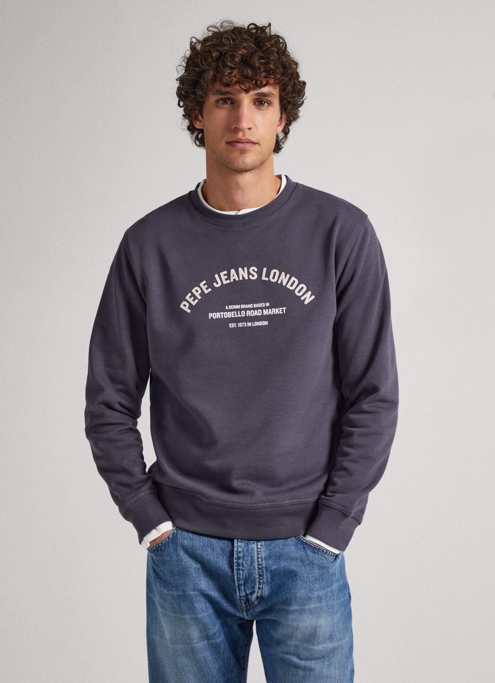 Moletom de algodão com logo estampado - cinza trovão