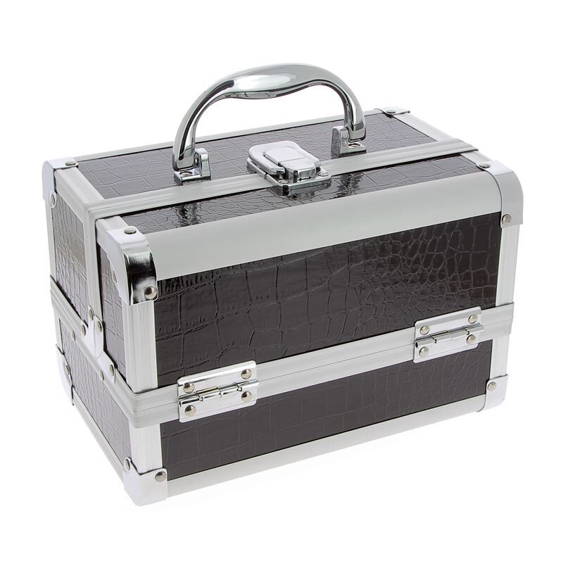 Mini Valise à main Croco Noir