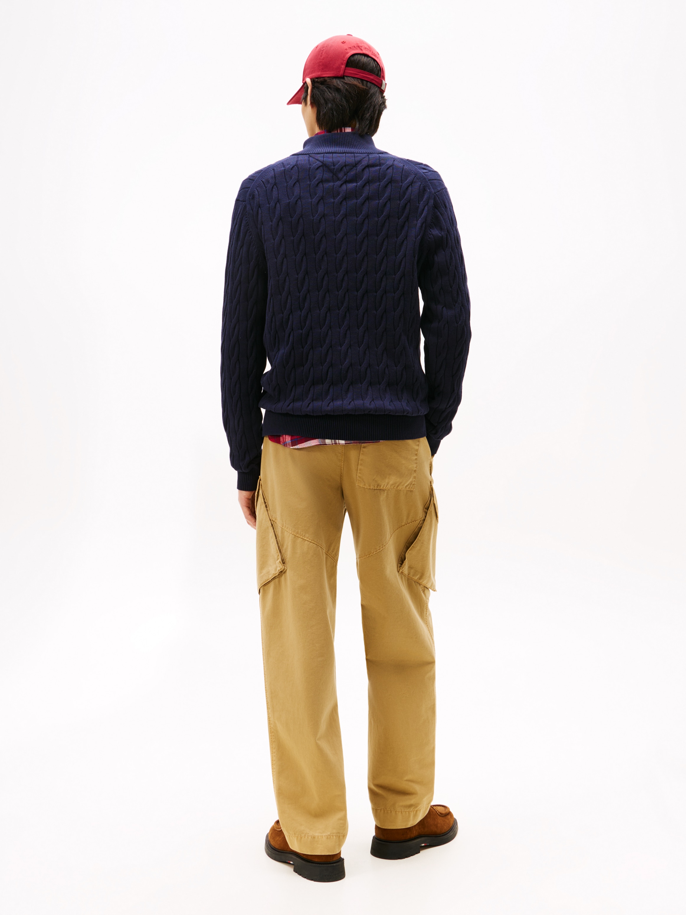 Tommy Hilfiger Strickjacke »CLASSIC COTTON CABLE ZIP THROUGH«, mit Rippstrickstehkragen, mit Zopfstrickmuster