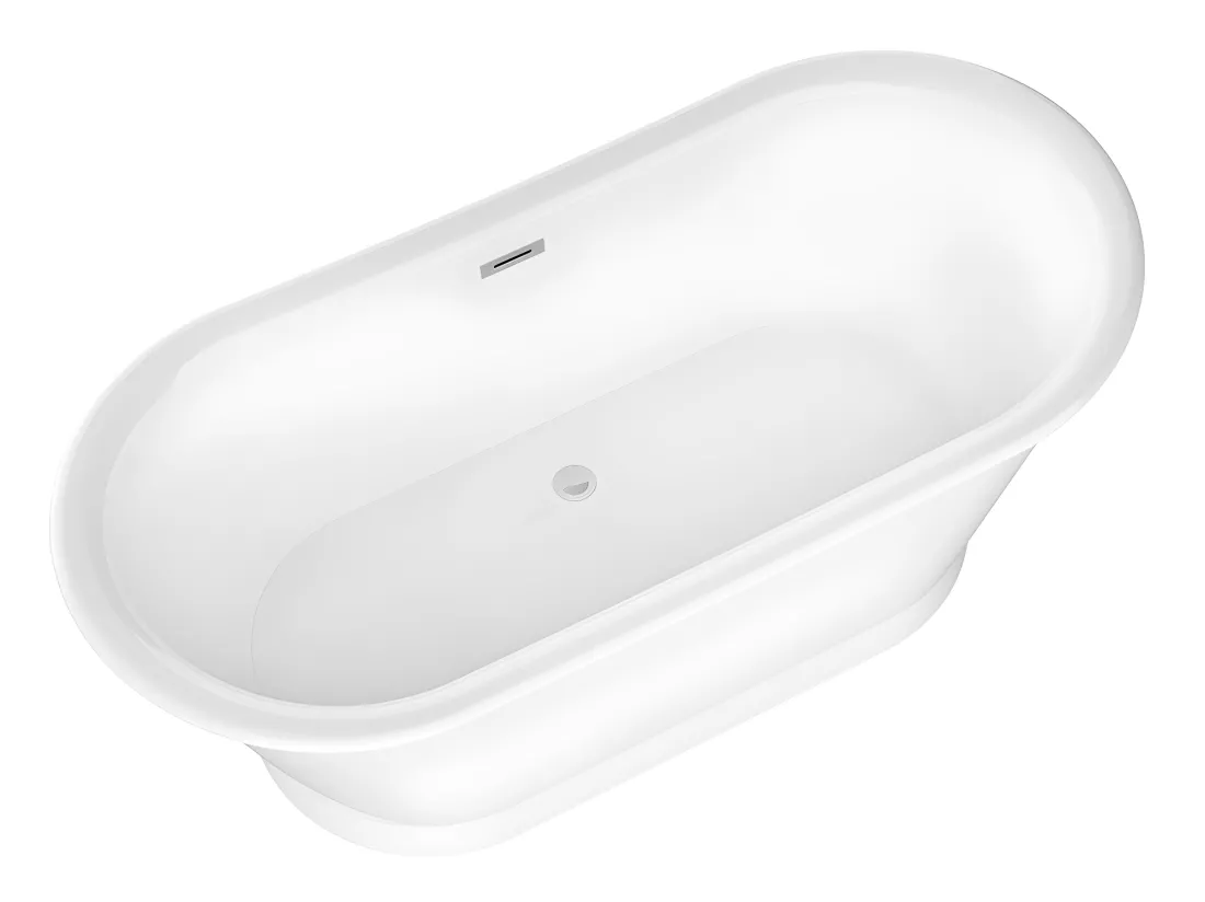 Baignoire îlot ovale - style retro - 180 L - 150 x 74 x 63 cm - Blanche - Acrylique - PELMATO