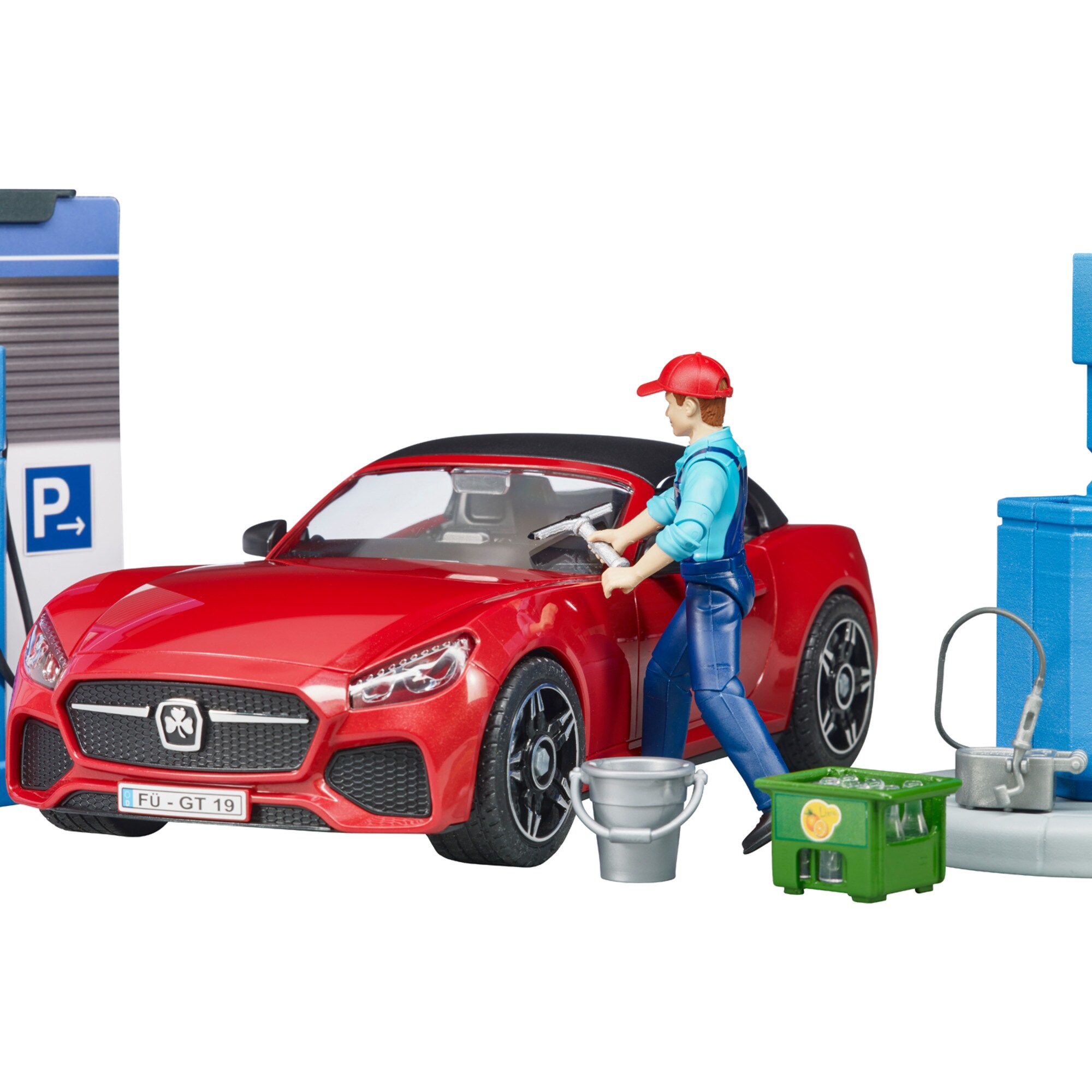 bruder Spielfigur bworld Tankstelle mit Waschplatz