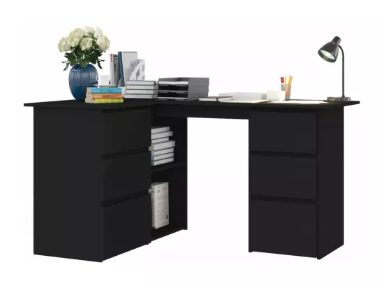 Bureau d'angle Noir 145x100x76 cm Bois d'ingénierie