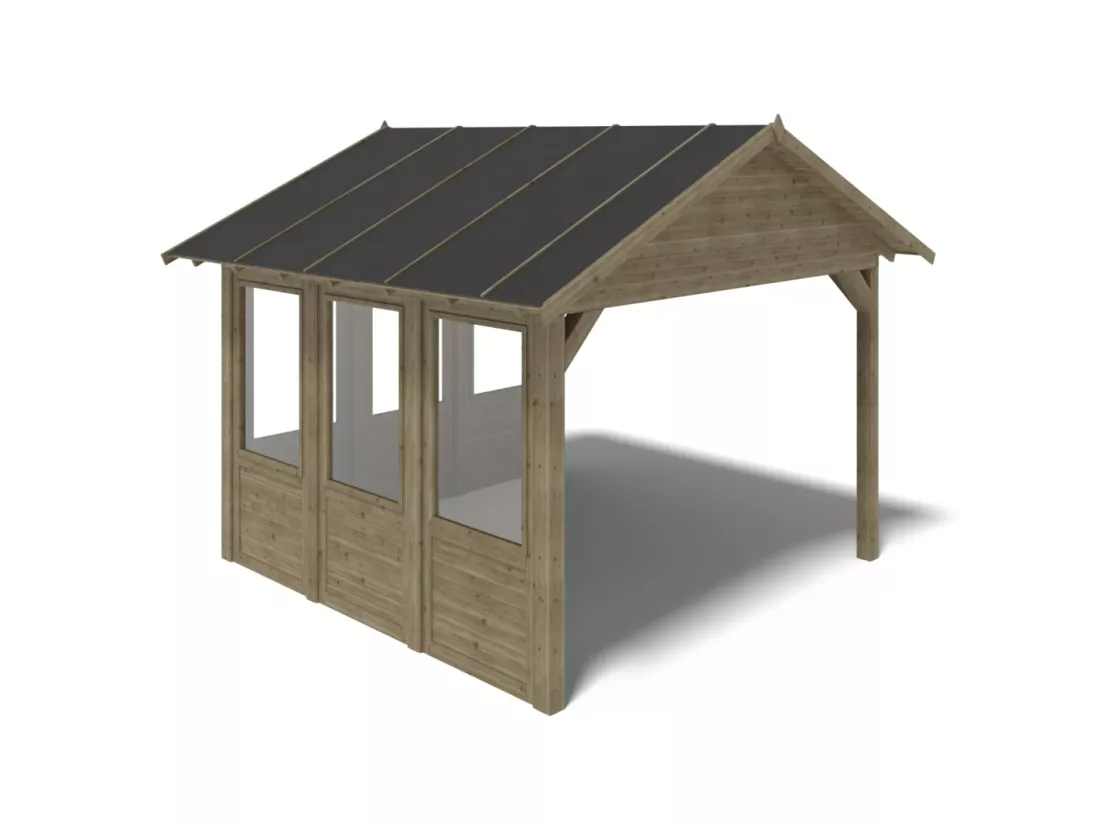 Pergola de jardin 4,04x4,04m avec panneaux - traité - ALT126 - ALTANKA