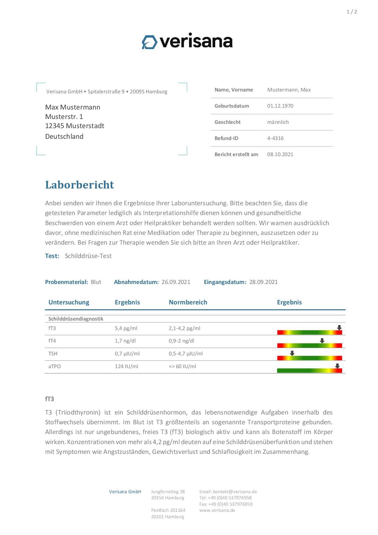 Verisana Schilddrüsentest