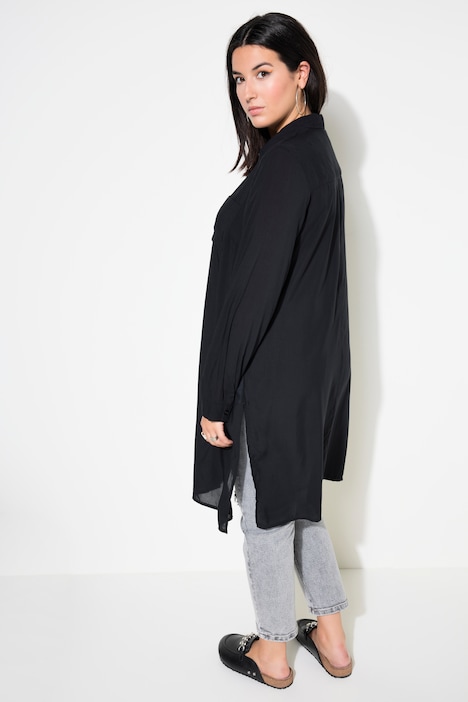 Long-Hemdbluse, Boxy Fit, Modal, Hemdkragen, Langarm, Premium