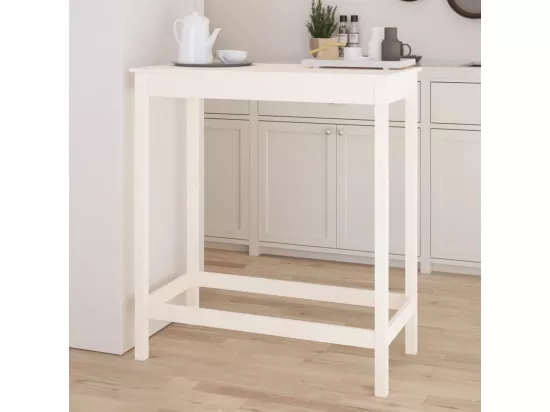 Table de bar blanc 100x50x110 cm bois massif de pin
