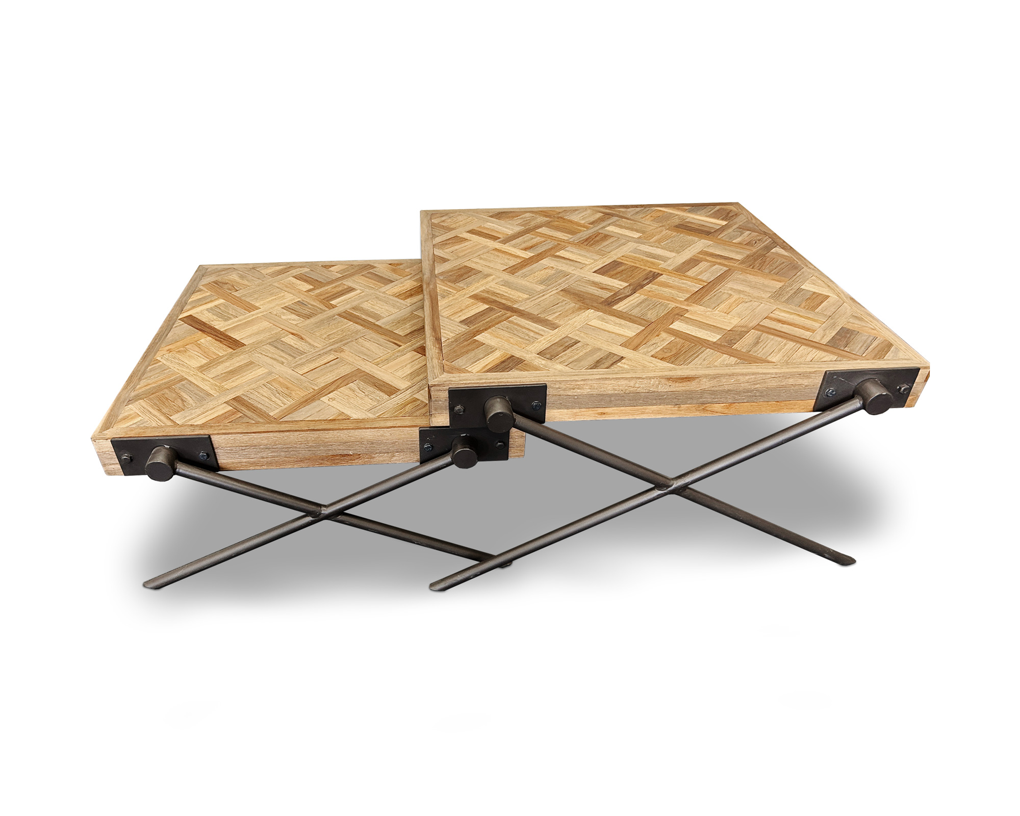 2er-Set Kaffeetisch 'Lauren', aus recyceltem Teak und Eisen von fischer's lagerhaus