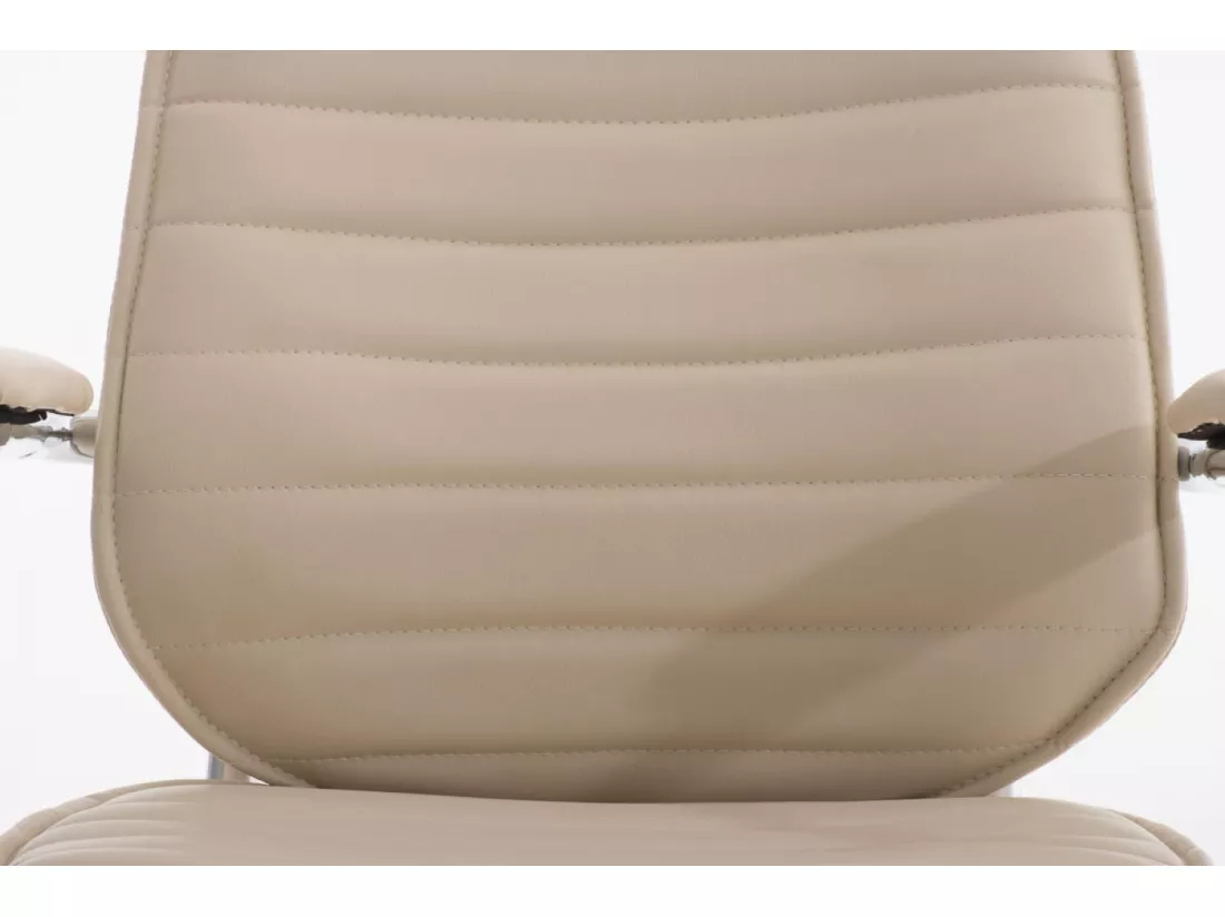 Chaise de bureau - Similicuir & Métal chromé - Crème - Rako