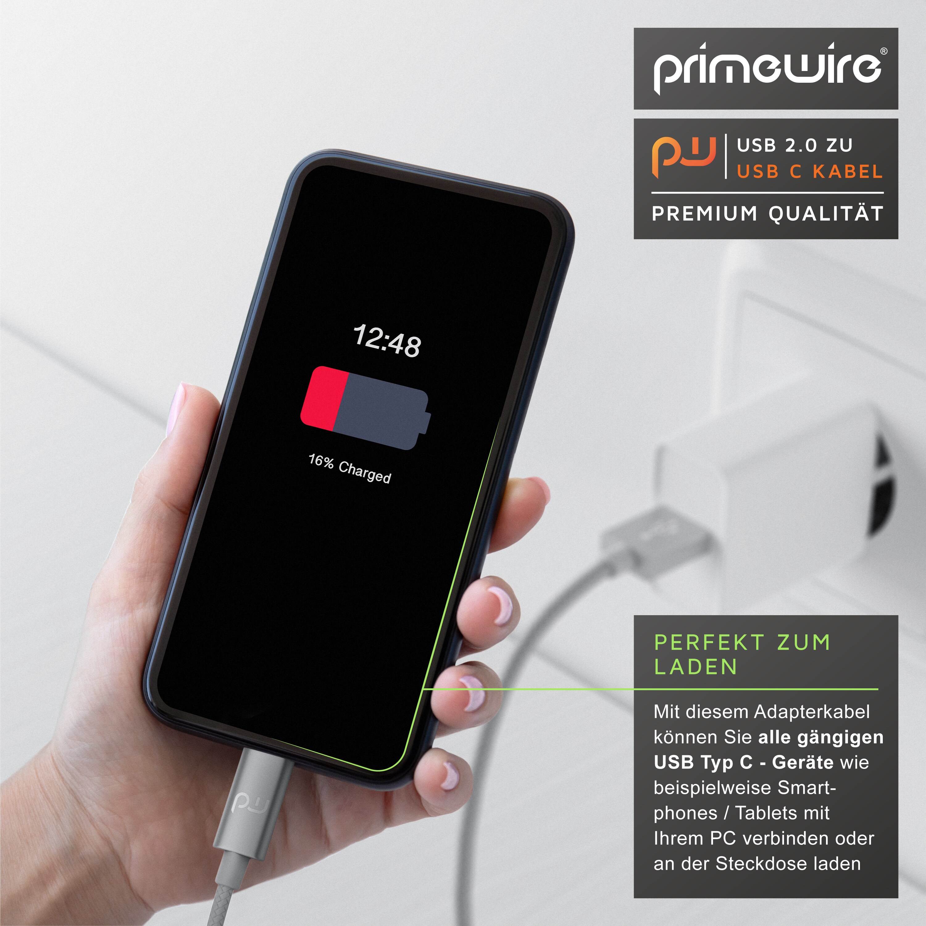 Primewire USB-C 3.1 zu USB 3.0 Typ A Kabel, Ladekabel, Datenkabel, Adapterkabel für Smartphone & Tablet - 1m