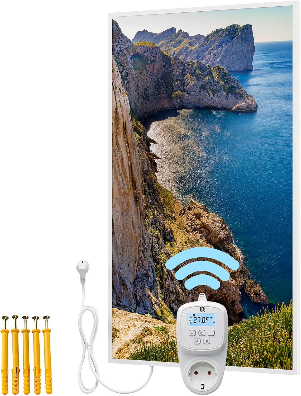 BR Bringer Bild Infrarotheizung mit Rahmen 800 Watt - Bildheizung mit UV Druck - 60x100x1,8cm - Mallorca, Spanien