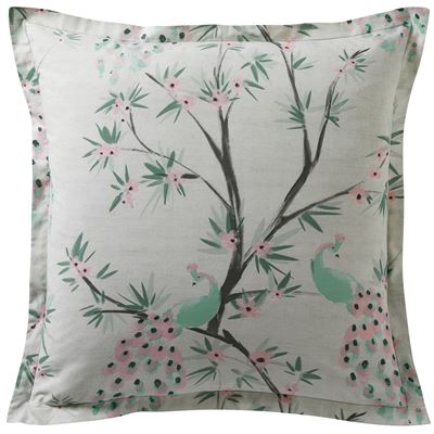 Linge de lit motif paons et feuillage - BECQUET CRÉATION