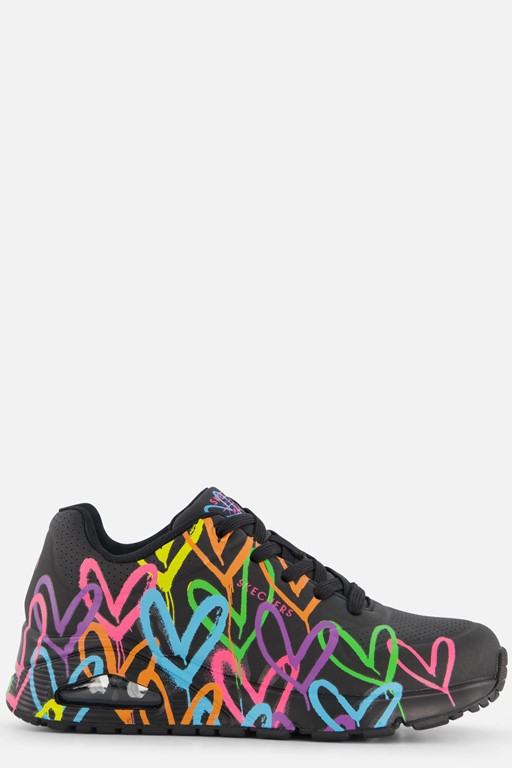 Skechers Uno Highlight Love Sneakers zwart
